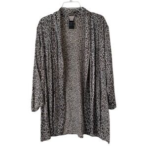 Chico's Travelers Animal Leopard Print Lightweight Cardigan Boho Chic Office XL
